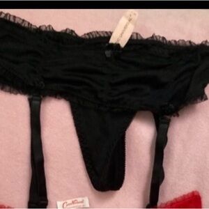 Chic Black medium Garter Belt Thong one piece new
